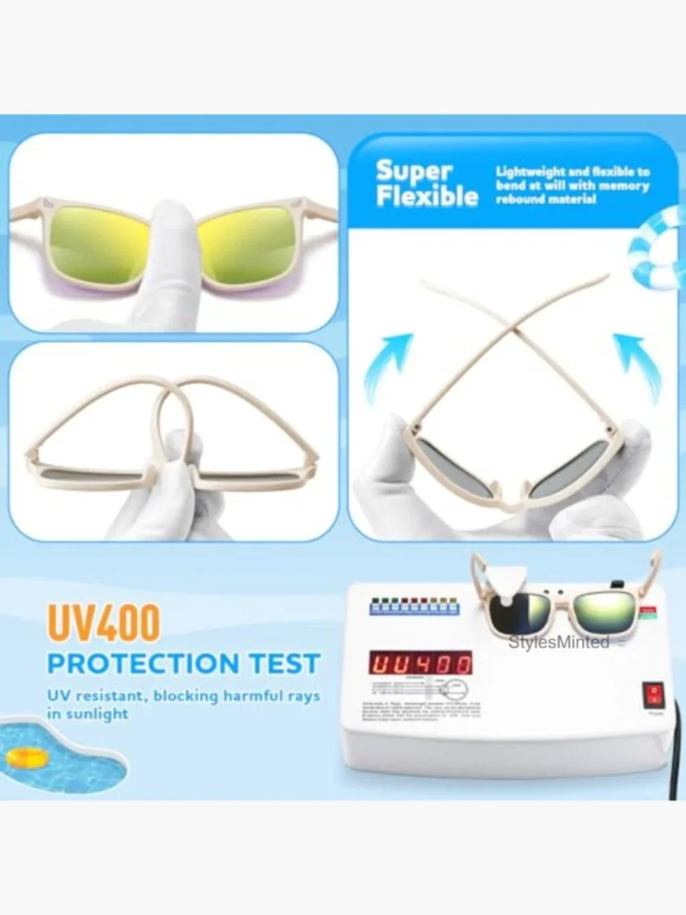 Infant Toddler Sunglasses with Strap, UV Protection 3 Pack
